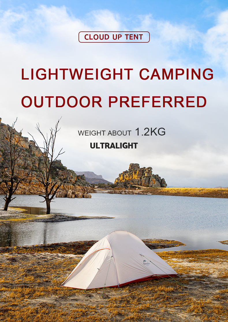 Cheap Goat Tents Cloud Up 2 Upgraded Ultralight 2 Man Tent 20D Nylon Double Layers Aluminum Pole Outdoor Winter Camping Tent Cot   